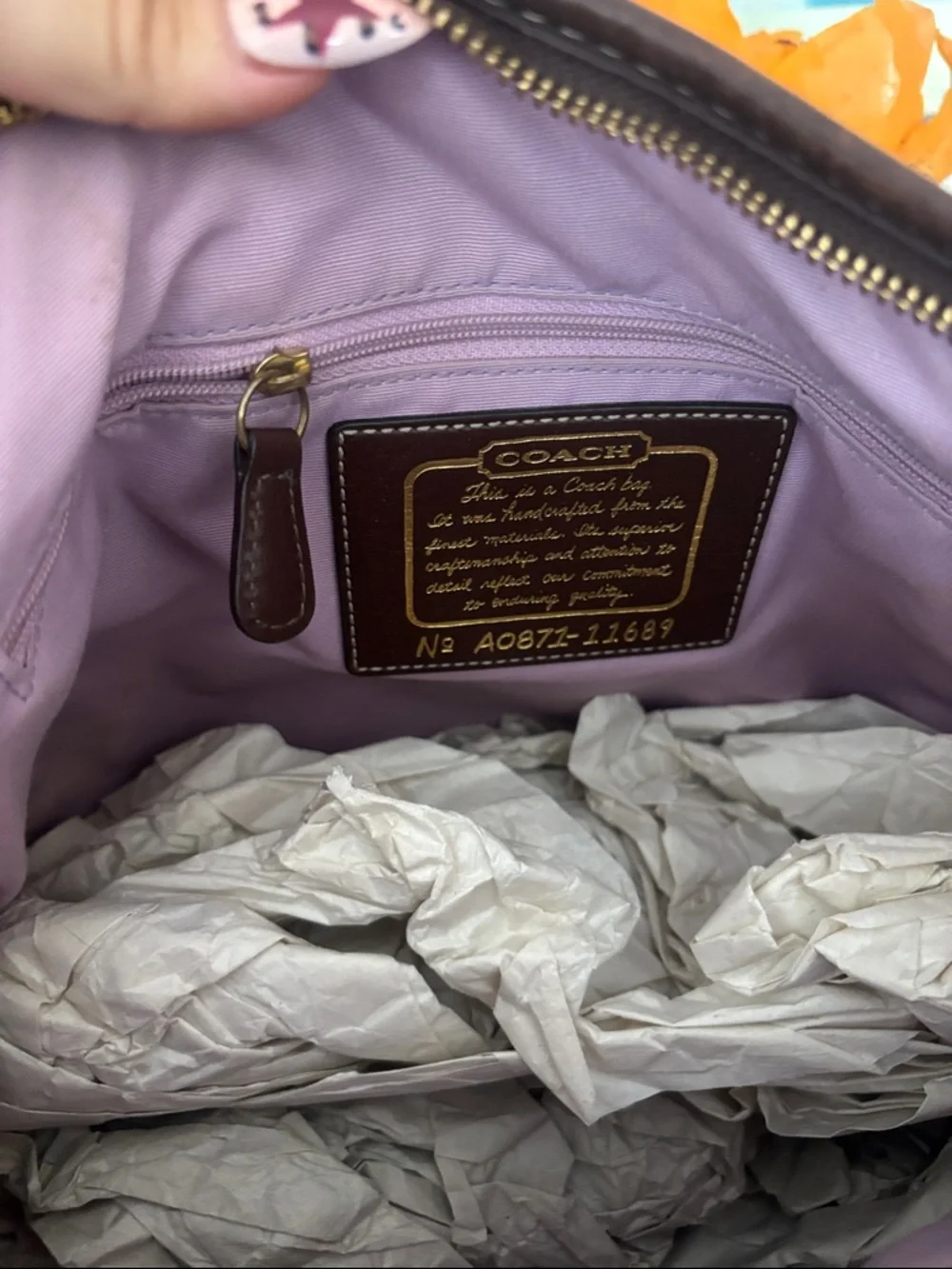 Coach Signature Carly Hobo Bag Brown Khaki Canvas Leather Trim
